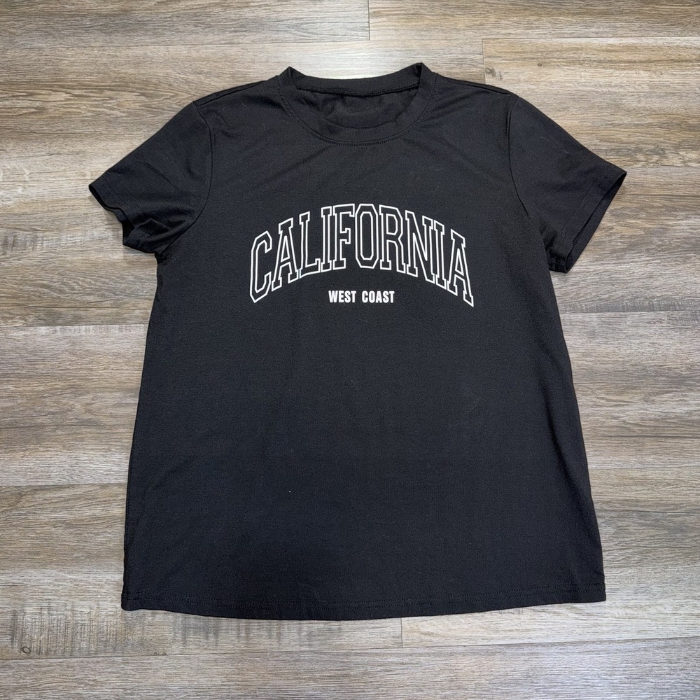 California West Coast Classic Black Short-Sleeve Shirt Womens M Crewneck Tee